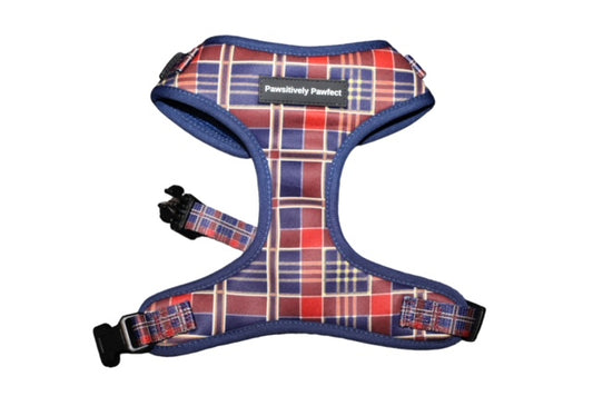 Adjustable Breathable Dog Harness for Small, Medium, Large Dogs (Scottish Plaid Tartan)